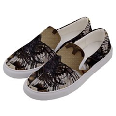 Awesome Steampunk Unicorn With Wings Men s Canvas Slip Ons by FantasyWorld7