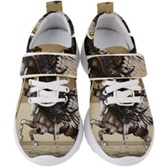 Awesome Steampunk Unicorn With Wings Kids  Velcro Strap Shoes by FantasyWorld7