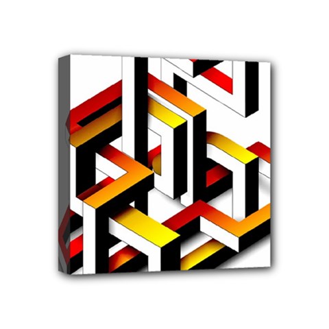 Maze Illusion Drawing Vector Mini Canvas 4  X 4  (stretched) by Pakrebo