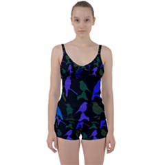 Bird Watching - Dark Colorful Tie Front Two Piece Tankini by WensdaiAmbrose