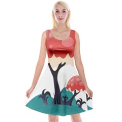 Tree Art Trunk Artwork Cartoon Reversible Velvet Sleeveless Dress by Sudhe