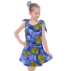 Flowers Pansy Background Purple Kids  Tie Up Tunic Dress