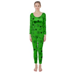 St Patricks Day Pattern Long Sleeve Catsuit by Valentinaart