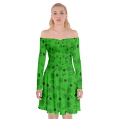 St Patricks Day Pattern Off Shoulder Skater Dress by Valentinaart