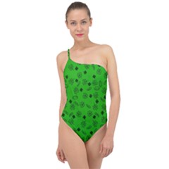 St Patricks Day Pattern Classic One Shoulder Swimsuit by Valentinaart