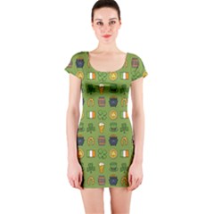 St Patricks Day Pattern Short Sleeve Bodycon Dress by Valentinaart