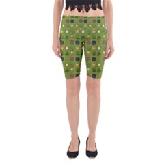 St Patricks Day Pattern Yoga Cropped Leggings by Valentinaart