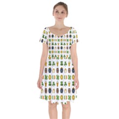 St Patricks Day Pattern Short Sleeve Bardot Dress by Valentinaart