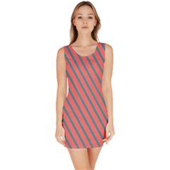 Living Coral Diagonal Stripes Bodycon Dress by LoolyElzayat