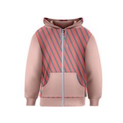 Living Coral Diagonal Stripes Kids  Zipper Hoodie by LoolyElzayat