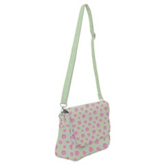 Roses Flowers Pink And Pastel Lime Green Pattern With Retro Dots Shoulder Bag With Back Zipper by genx