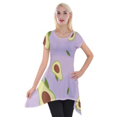 Avocado Green With Pastel Violet Background2 Avocado Pastel Light Violet Short Sleeve Side Drop Tunic by genx