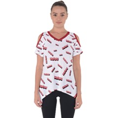 Funny Bacon Slices Pattern Infidel Red Meat Cut Out Side Drop Tee by genx