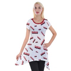 Funny Bacon Slices Pattern Infidel Red Meat Short Sleeve Side Drop Tunic by genx