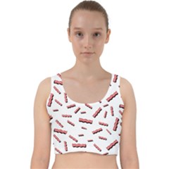 Funny Bacon Slices Pattern Infidel Red Meat Velvet Racer Back Crop Top by genx