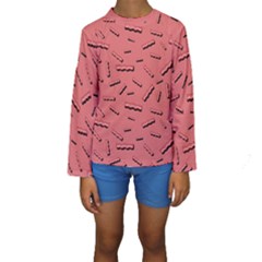 Funny Bacon Slices Pattern Infidel Vintage Red Meat Background  Kids  Long Sleeve Swimwear by genx