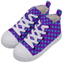 Turquoise Stars Pattern On Purple Kids  Mid-Top Canvas Sneakers View2