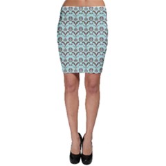 Easter Damask Pattern Robins Egg Blue And Brown Bodycon Skirt by emilyzragz