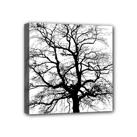 Tree Silhouette Winter Plant Mini Canvas 4  X 4  (stretched) by Pakrebo