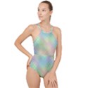 Pastel Mermaid Sparkles High Neck One Piece Swimsuit View1