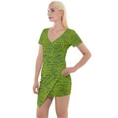 Oak Tree Nature Ongoing Pattern Short Sleeve Asymmetric Mini Dress by Mariart