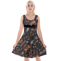 Fractal Vintage Grunge Print Design Reversible Velvet Sleeveless Dress by dflcprintsclothing