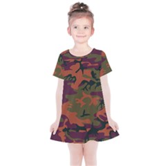 Camouflage Orange Kids  Simple Cotton Dress by snowwhitegirl