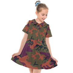 Camouflage Orange Kids  Short Sleeve Shirt Dress by snowwhitegirl