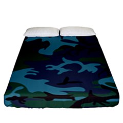 Camouflage Blue Fitted Sheet (king Size) by snowwhitegirl