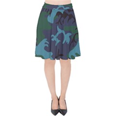 Camouflage Blue Velvet High Waist Skirt by snowwhitegirl