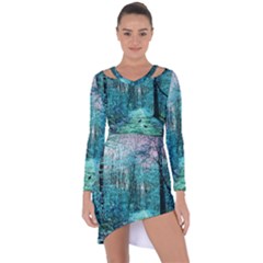 Blue Forest Asymmetric Cut-out Shift Dress by snowwhitegirl