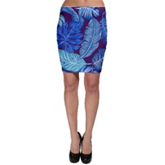 Tropical Blue Leaves Bodycon Skirt by snowwhitegirl