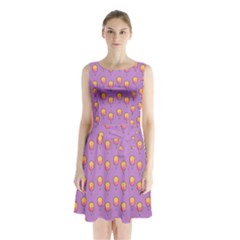 Cotton Candy Pattern Violet Sleeveless Waist Tie Chiffon Dress by snowwhitegirl