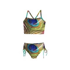 Peacock Feather Colorful Peacock Girls  Tankini Swimsuit by Pakrebo