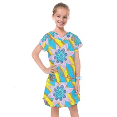 Tie-dye Flower And Butterflies Kids  Drop Waist Dress by okhismakingart