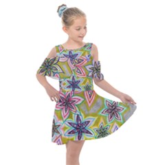 Bubble Flowers Kids  Shoulder Cutout Chiffon Dress by okhismakingart