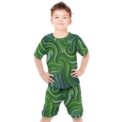 Electric Field Art Xlix Kids  Tee And Shorts Set by okhismakingart