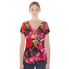 Lovely Lilies  Short Sleeve Front Detail Top by okhismakingart