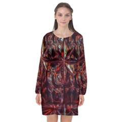 Crystal Star  Long Sleeve Chiffon Shift Dress  by okhismakingart