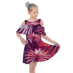 Faded Crystal Flower Kids  Shoulder Cutout Chiffon Dress by okhismakingart