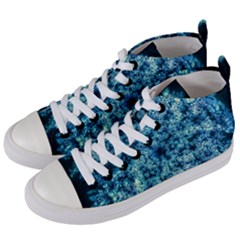 Queen Annes Lace In Neon Blue Women s Mid-top Canvas Sneakers by okhismakingart