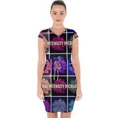 Floral Intensity Increases  Capsleeve Drawstring Dress  by okhismakingart