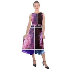 Closing Queen Annes Lace Collage (vertical) Midi Tie-back Chiffon Dress by okhismakingart