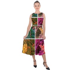 Sideways Sumac Collage Midi Tie-back Chiffon Dress by okhismakingart