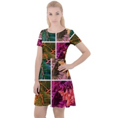 Sideways Sumac Collage Cap Sleeve Velour Dress  by okhismakingart