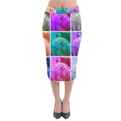 Color Block Queen Annes Lace Collage Velvet Midi Pencil Skirt by okhismakingart