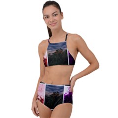 Sunflower Collage High Waist Tankini Set by okhismakingart