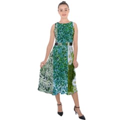 Queen Annes Lace Vertical Slice Collage Midi Tie-back Chiffon Dress by okhismakingart