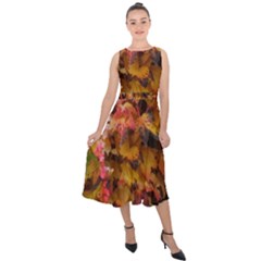 Red And Yellow Ivy Midi Tie-back Chiffon Dress by okhismakingart