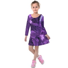 Queen Anne s Lace With Purple Leaves Kids  Long Sleeve Velvet Dress by okhismakingart